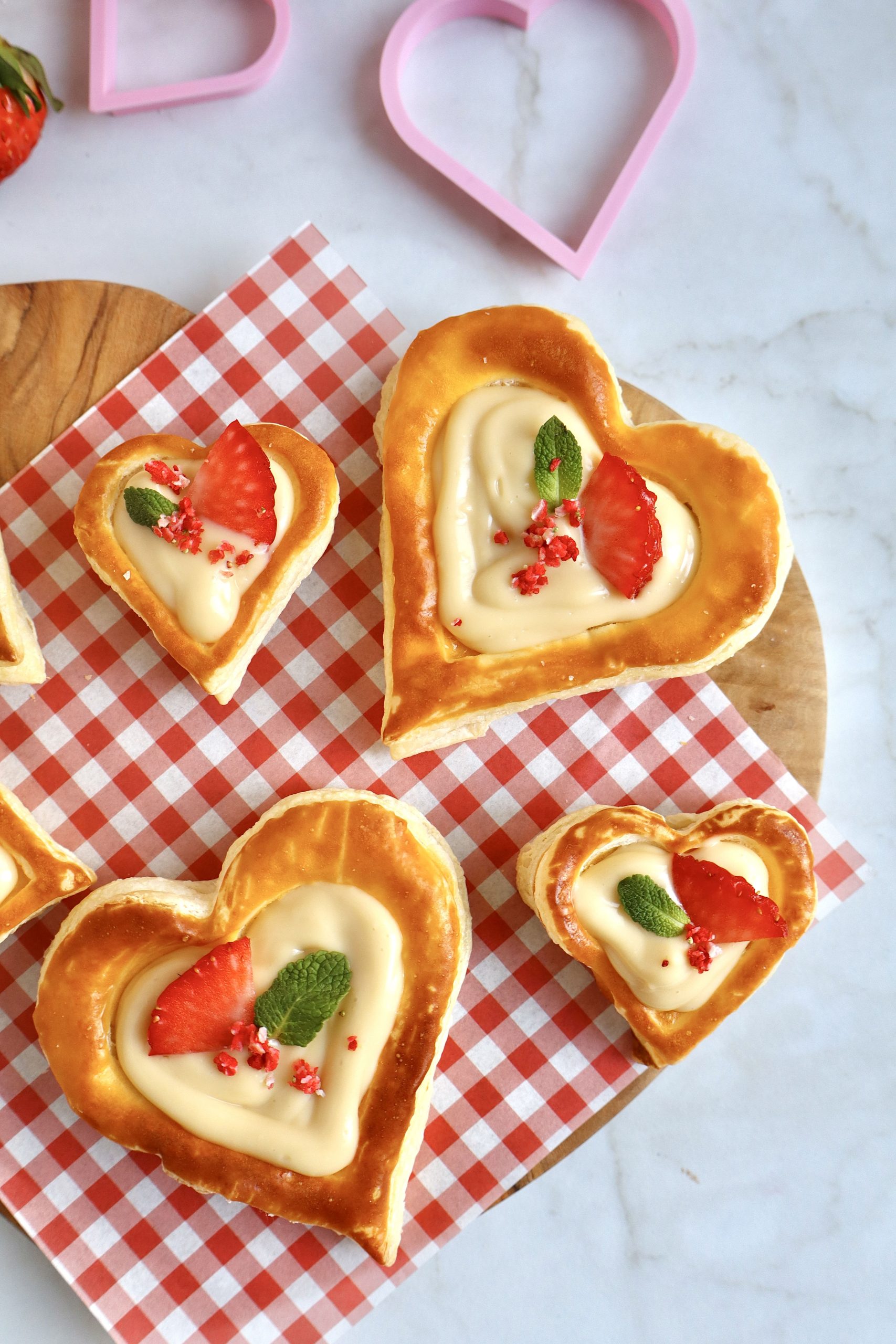 Strawberry Puff Pastry Hearts